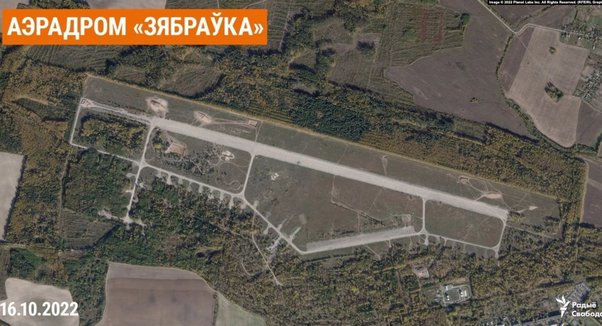 Satellite image of Zyabrovka airfield near Gomel, Belarus / Photo credit: Radio Svaboda