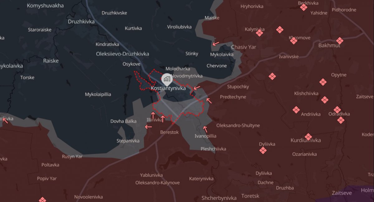Kostiantynivka / screenshot from DeepStateMap 