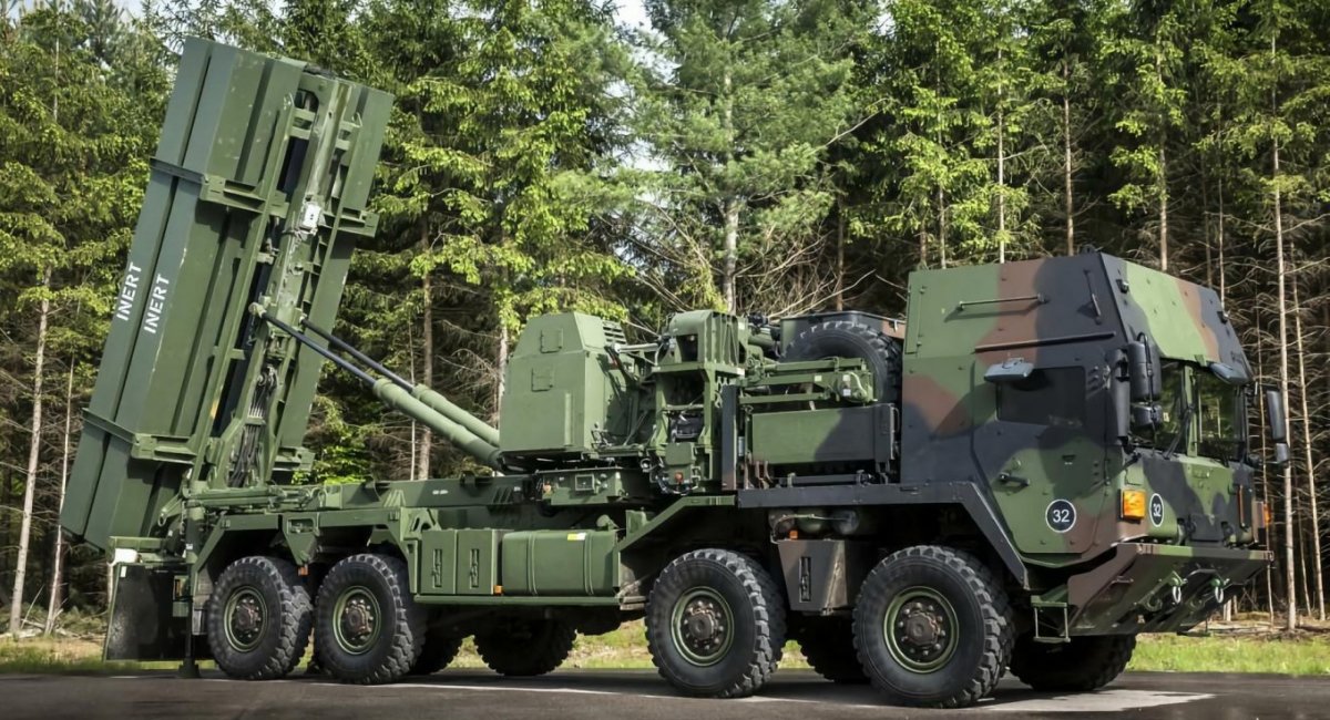 German IRIS-T SLM is medium-range air defense system with the ability to destroy targets at a distance of up to 40 km and 20 km in height