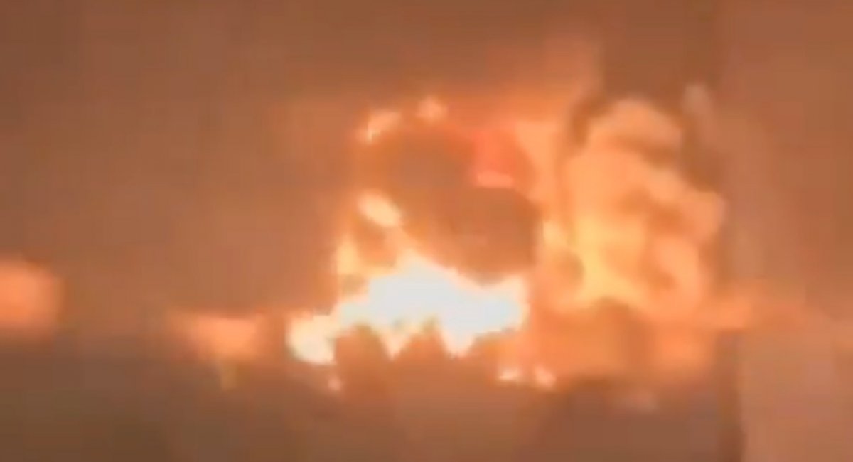 A nighttime attack sets the Atlas oil depot ablaze, highlighting escalating tensions in the region / screenshot from video 