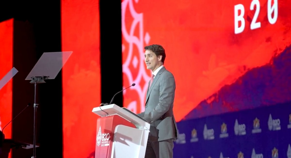 Canadian PM Justin Trudean at G20 Summit in Bali, Indonesia, November 14, 2022 / Screenshot credit: Justin Trudeau on Twitter