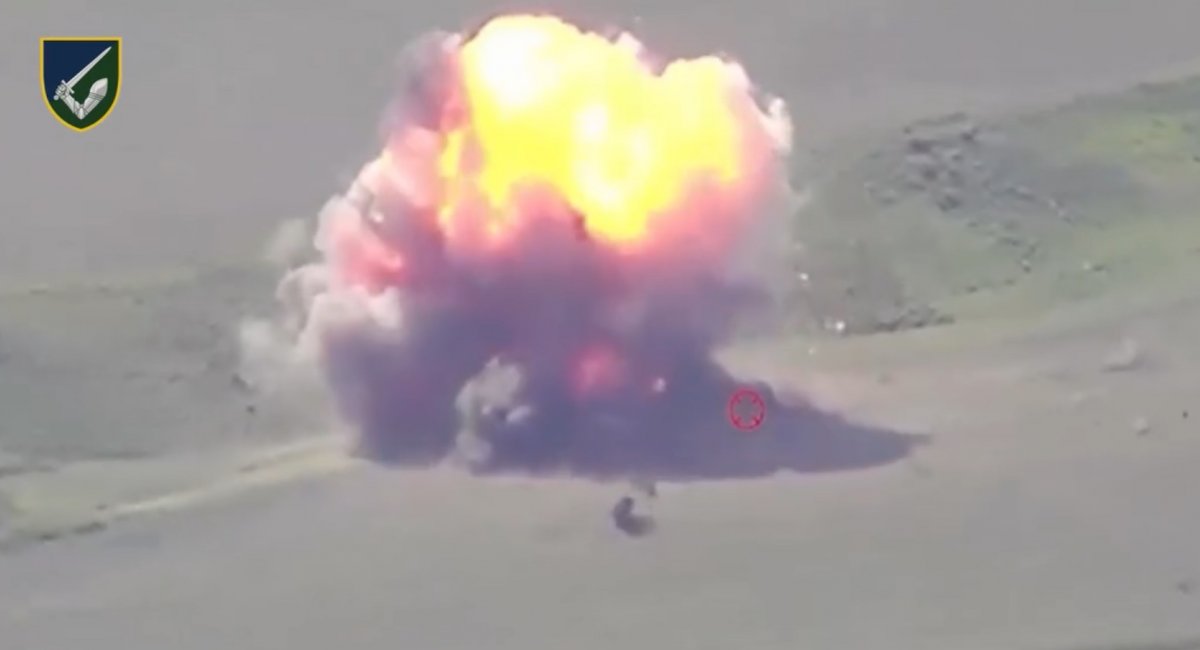 russian vehicle obliterated by the Stugna anti-tank missile / screenshot from video 