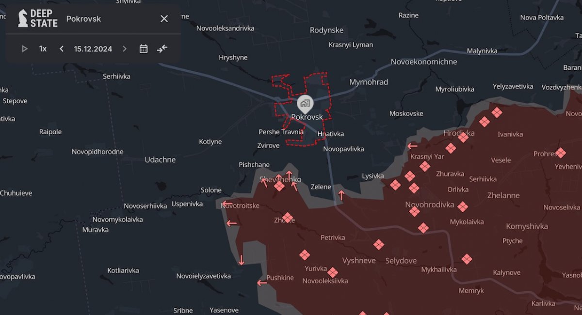 Pokrovsk, Donetsk region, Ukraine / screenshot from DeepStateMap