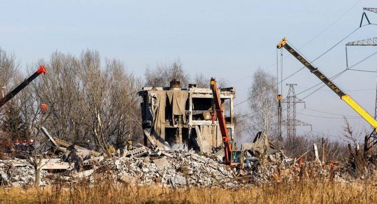 Only ruins remained on the site of the vocational school No. 19 in temporary occupied Makievka, Donetsk Oblast