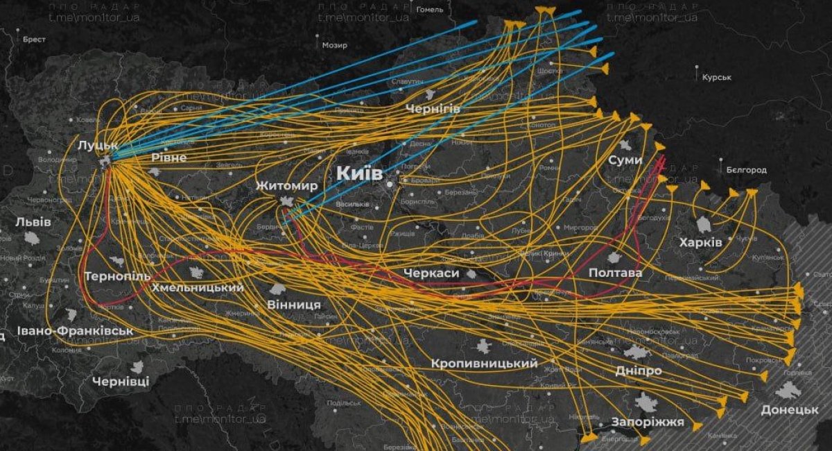 russian forces directed a swarm of 741 airborne weapons toward Ukraine / Photo credit: monitorwarr