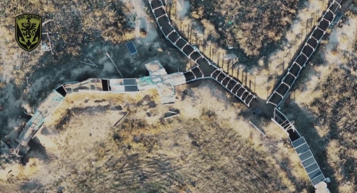Anti-drone canopies over russian trenches / Screenshot credit: 501st Marine Infantry Battalion of  the Armed Forces of Ukraine