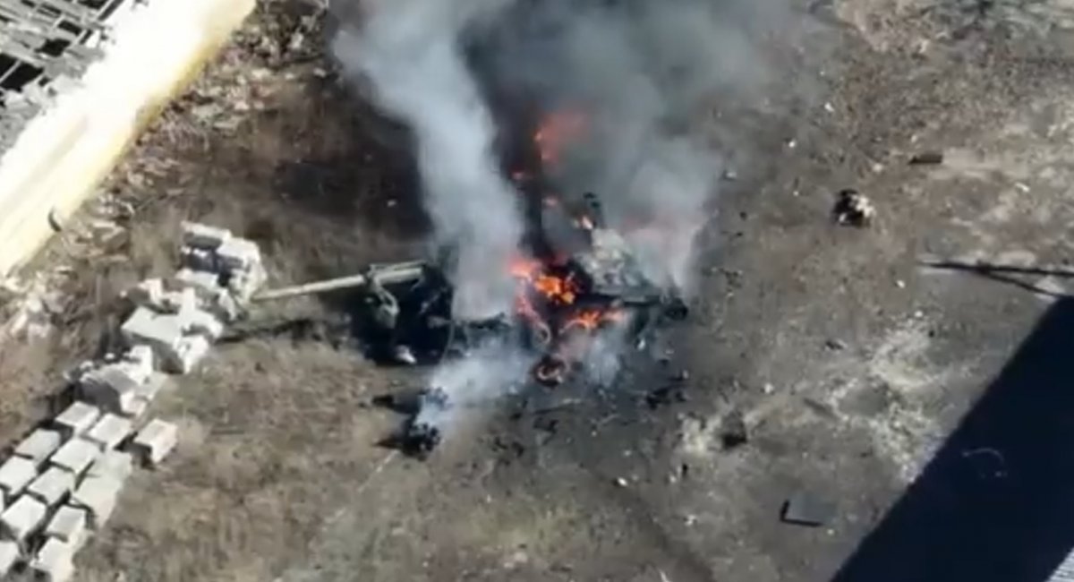 2S4 Tyulpan 240mm self-propelled heavy mortar in the Donetsk region. March 2023. Frame from the video of the 72nd Separate Mechanized Brigade 