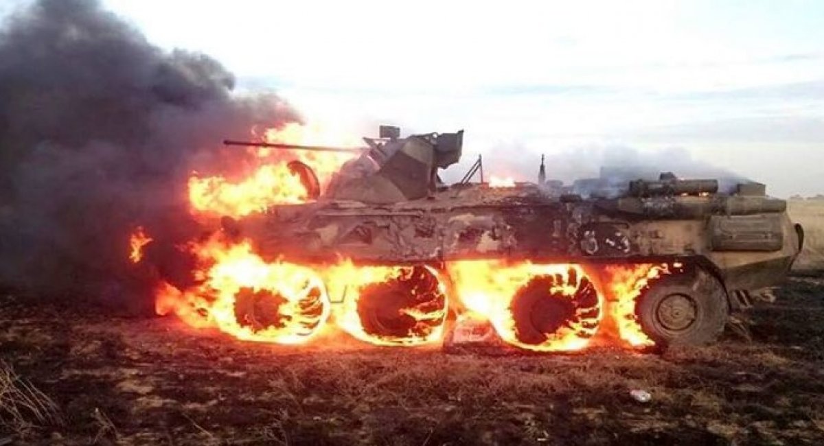 Illustrative photo - Burning russian BTR-82A in Ukraine