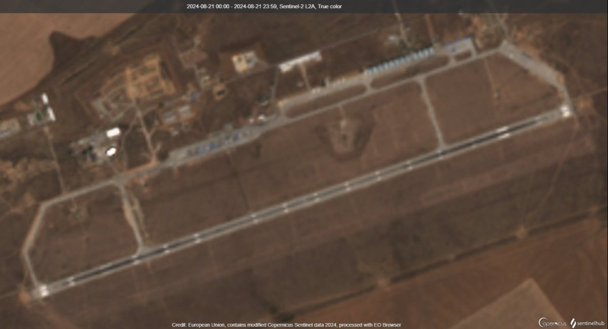 Satellite image of the Marinovka air base hours before the Ukrainian drone attack / Image credits: Copernicus, European Space Agency