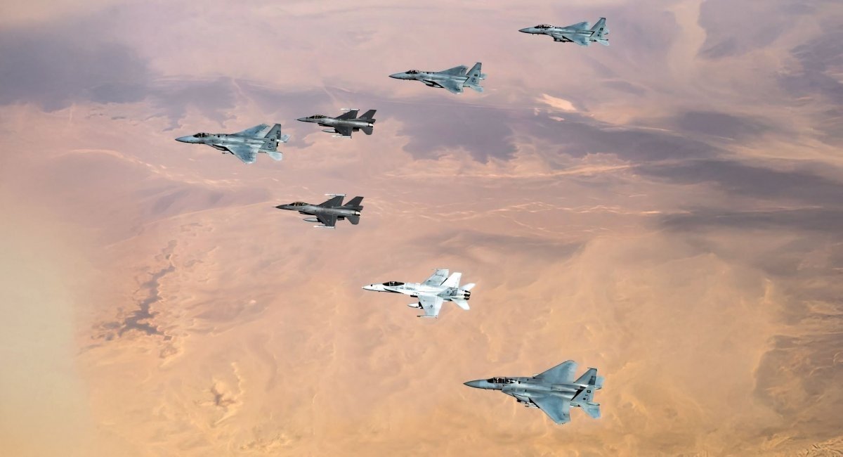 Saudi Arabian Air Force F-15, U.S. Air Force F-16, U.S. Marine Corps F/A-18 / Photo credit: the U.S. DoW