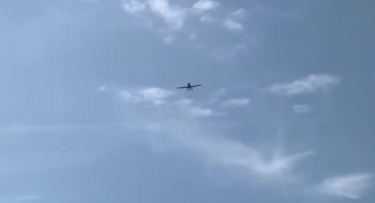 Liutyi UAV inthe skies over Mozdok military airfield / Screenshot of an open-source video