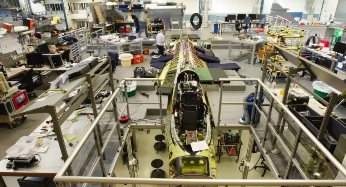 At Gripen fighter production / screenshot from Saab video