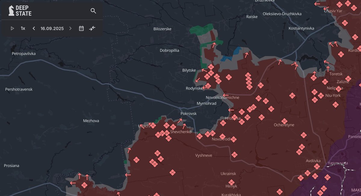 The Pokrovsk-Dobropillia axis / screenshot from DeepStateMap 
