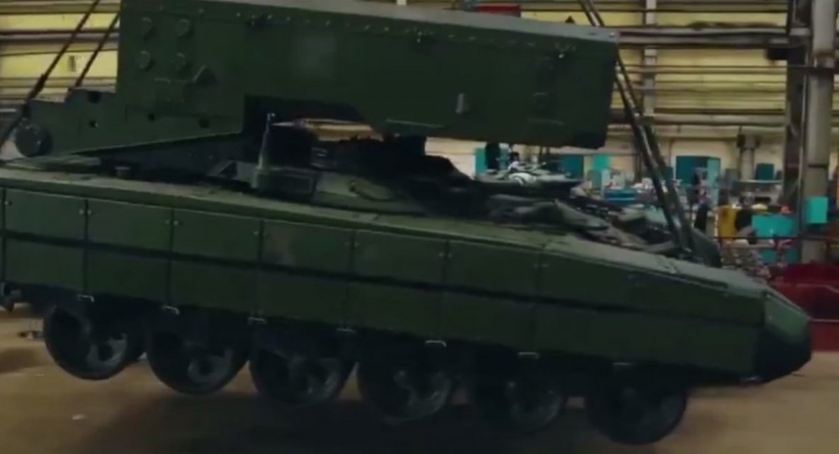 Production of TOS-1 Solntsepyok / Still frame from russian propaganda video, Source - @btvt2019