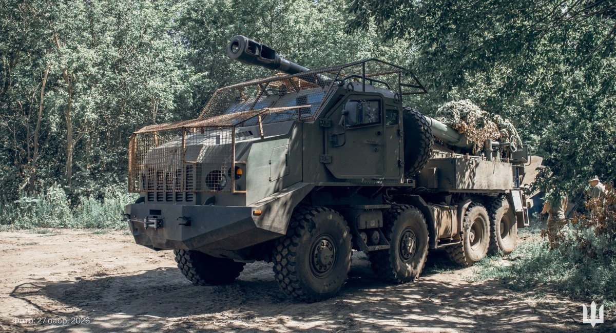 Bohdana self-propelled howizer on a Tatra Phoenix chassis with a cab from Ukrainian Armor, known as the Bogdana 4.0 / Photo credit: the 27th Artillery Brigade