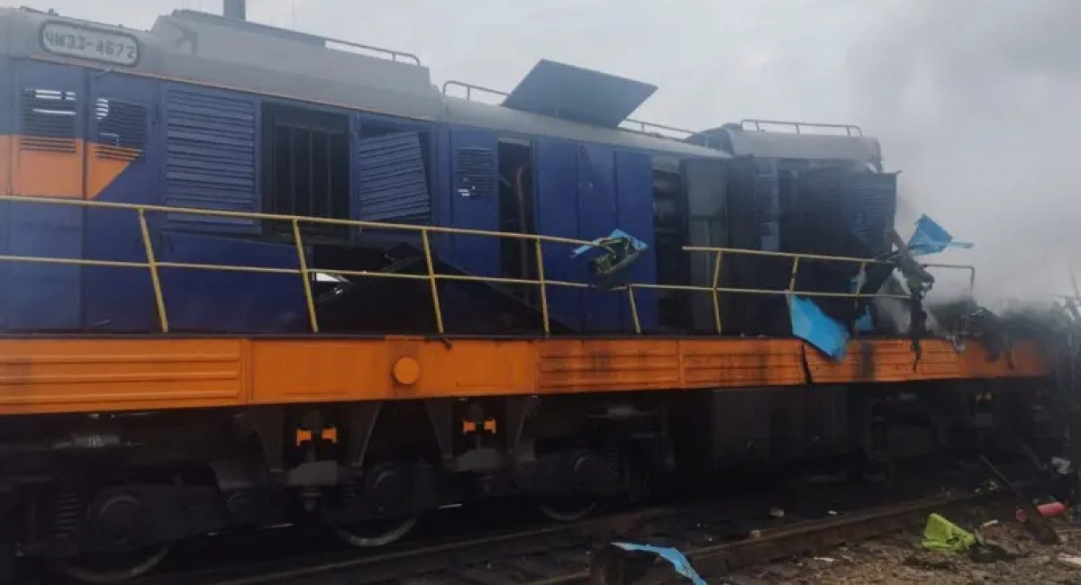 One of the destroyed locomotives