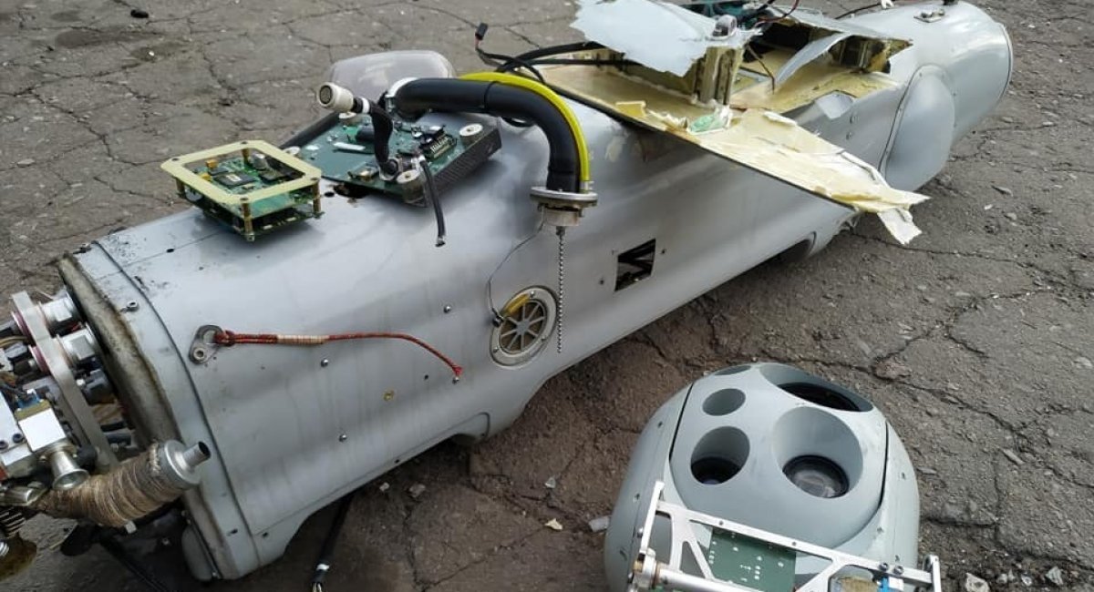 The debris of the Russian Orlan-30 drone that was electronically jammed and “forced to crash-land” in Luhansk oblast