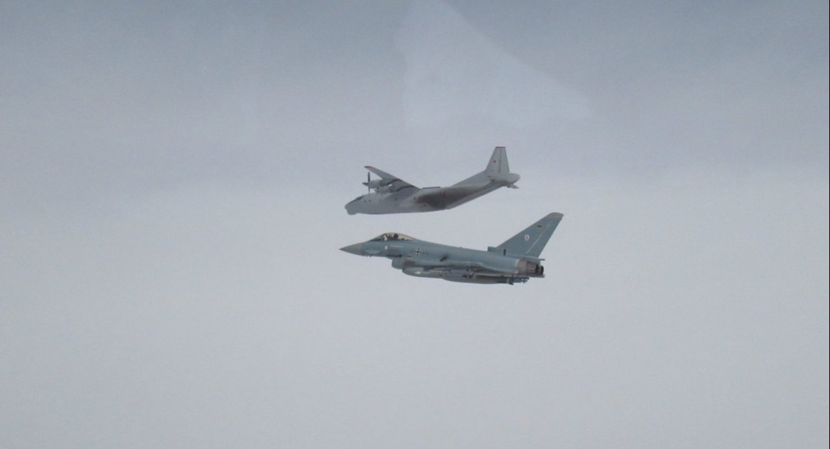 German Eurofighter aircraft intercepts russian An-12 transport aircraft on March 19, 2023 / Photo credit: The Royal Air Force