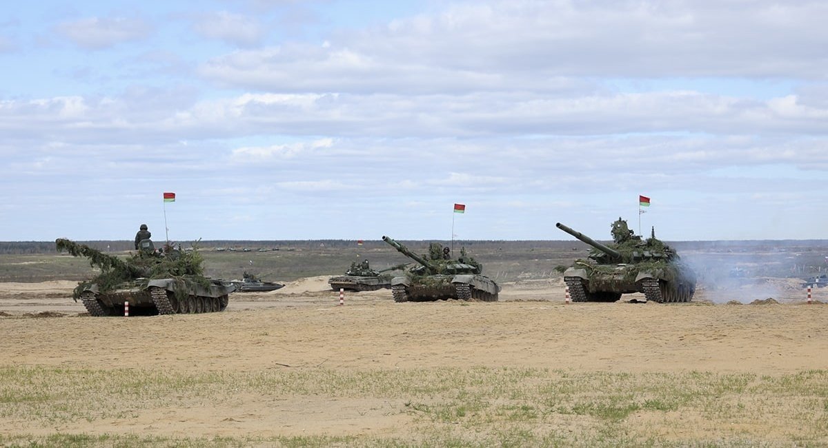 T-72's of the Armed Forces of Belarus during military exercises in russia, April 2022 / Photo credit: press service of the Ministry of Defense of Belarus
