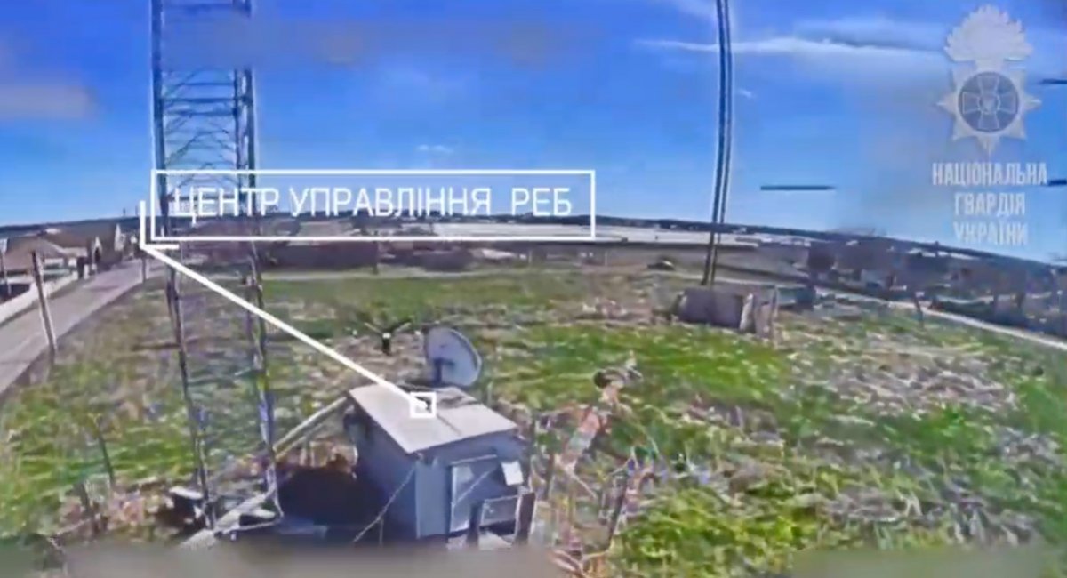 Ukrainian kamikaze drones neutralized russian electronic warfare command center / screenshot from video 