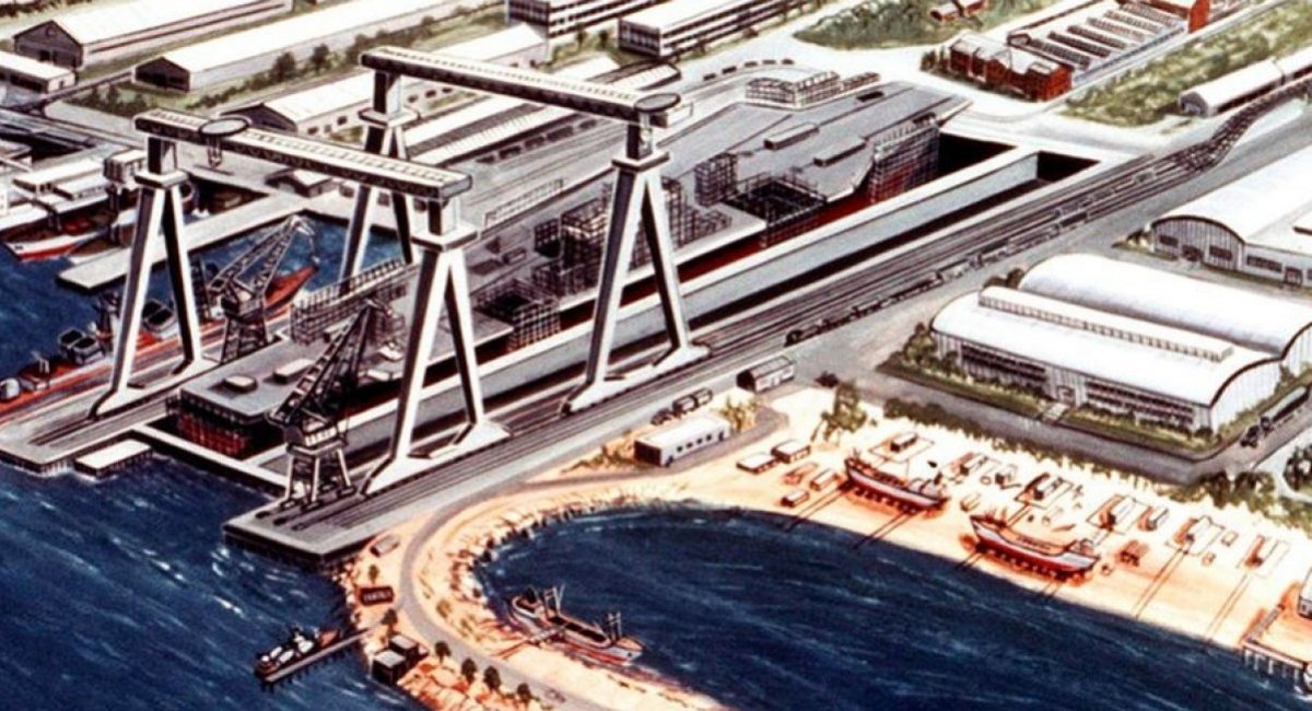 Construction of the Ulyanovsk nuclear-powered aircraft carrier / Graphic image credit: Soviet Military Power