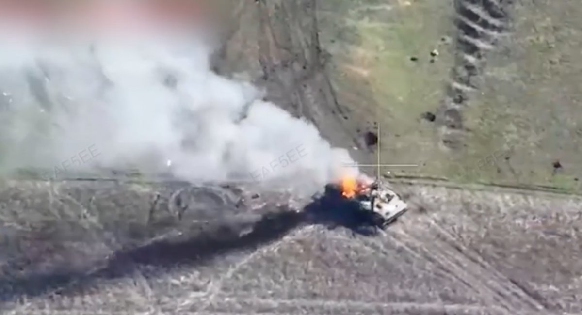 Recon-drone teams from the 80th Air Assault Brigade hit multiple russian armored targets, stalling enemy offensives on their own soil / screenshot from video 
