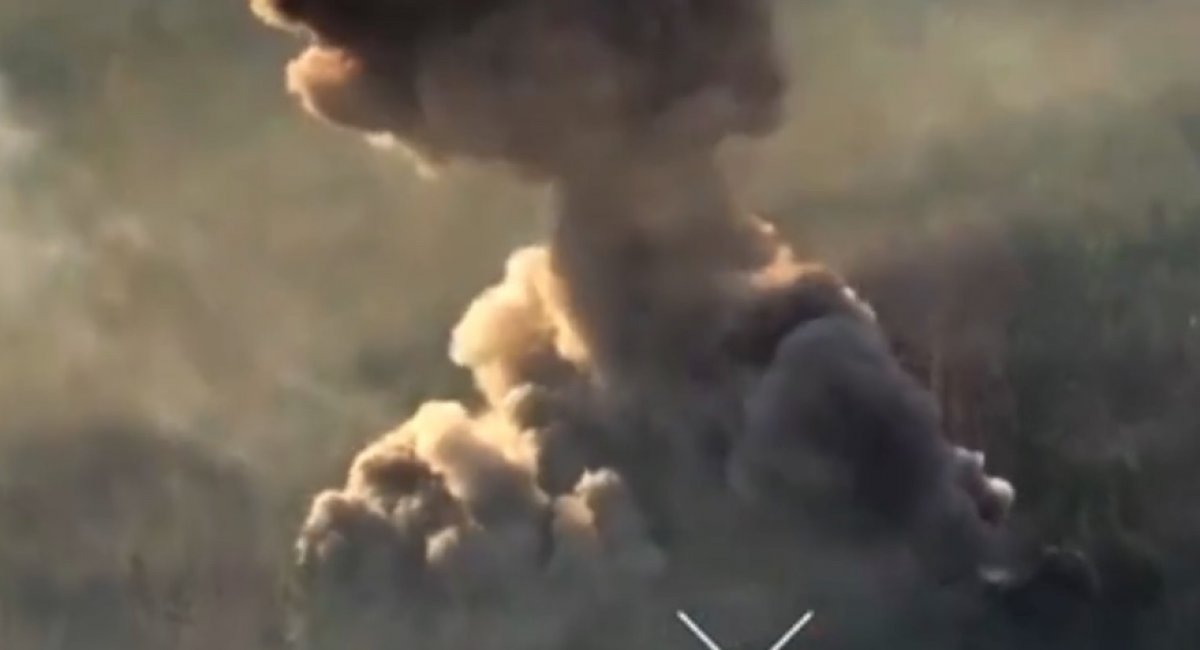 russian Grad multiple launch rocket system on fire / screenshot from video 