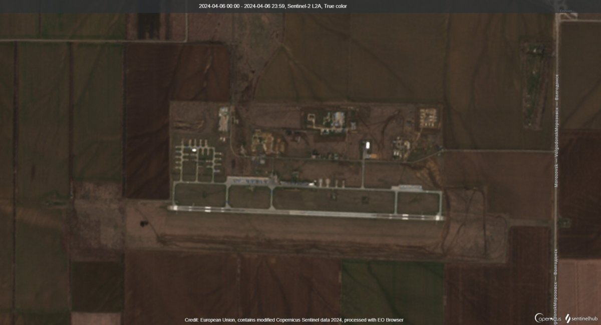 Satellite images of Morozovsk airfield on April 6, 2024 / Photo credit: Sentinel