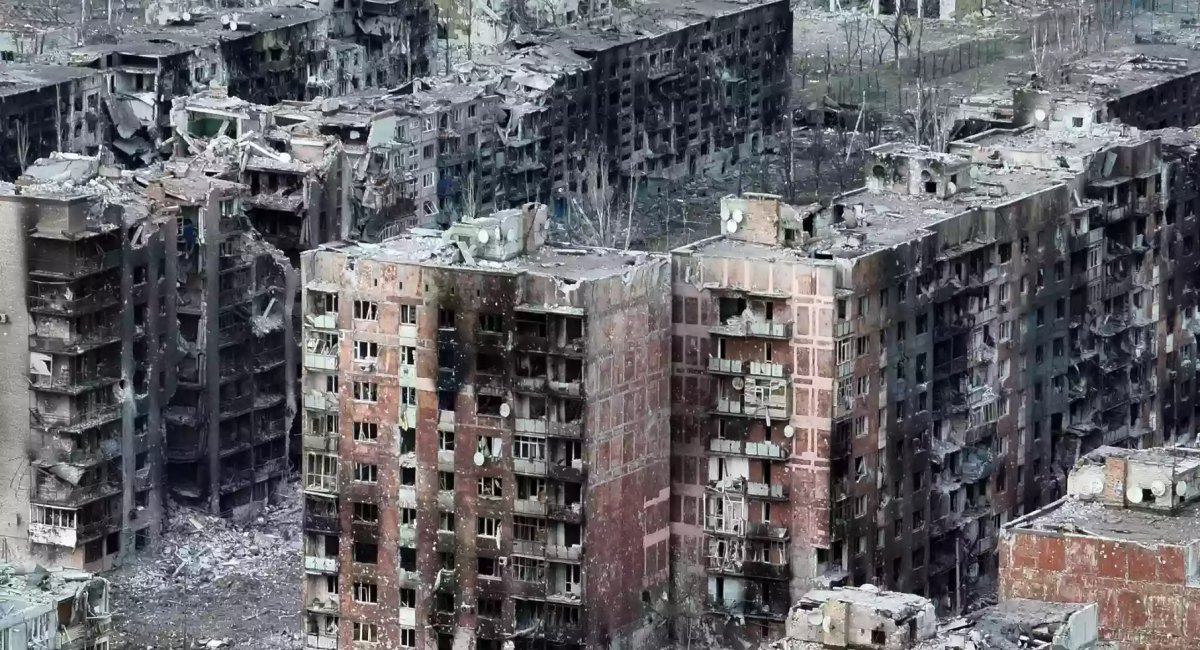 Bakhmut city that was destroyed by russian troops. May 2023. Photo from drone video taken by The New York Times 