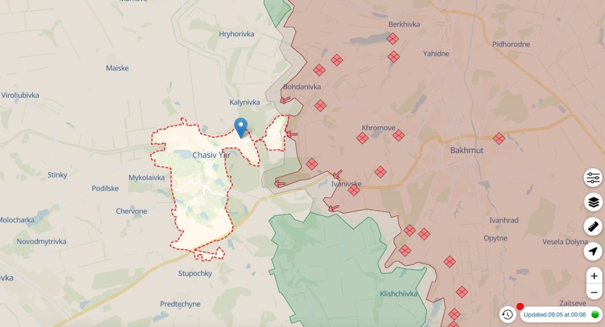 Chasiv Yar, Ukraine / screenshot from DeepStateMap 