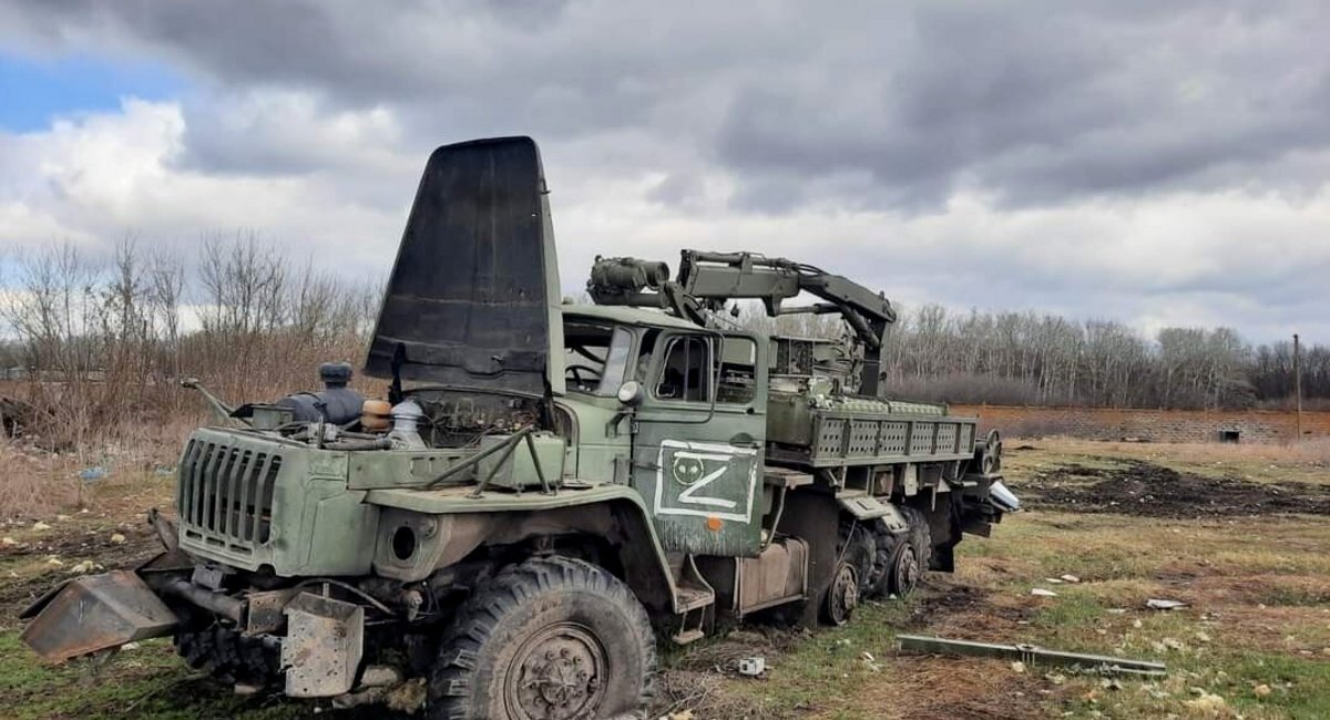russian Ural truck on the battlefield in Ukraine