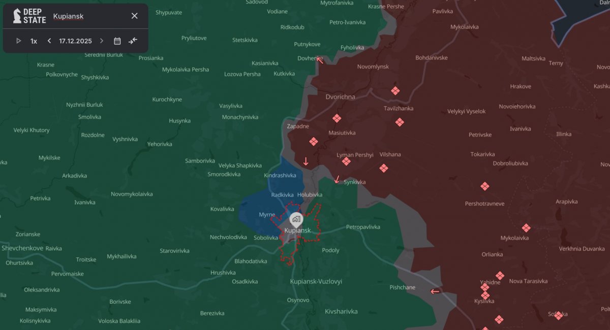 Kupiansk / screenshot from DeepStateMap 