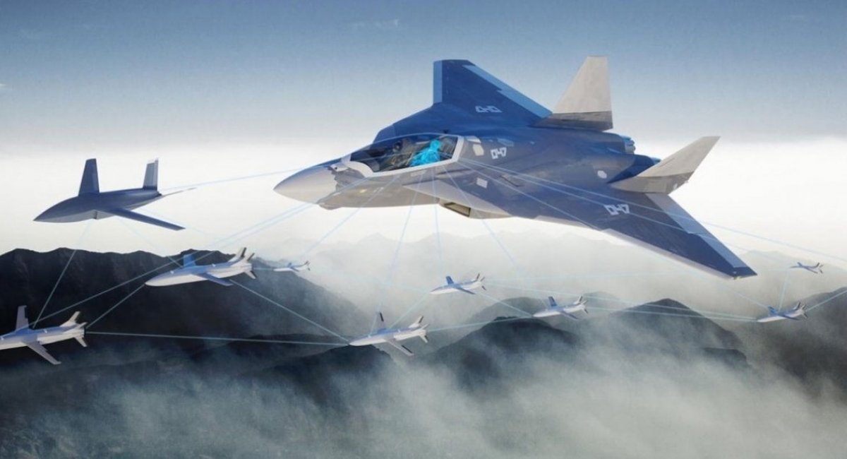 FCAS program concept, where fighter together with unmanned systems are united in one network / Open source image