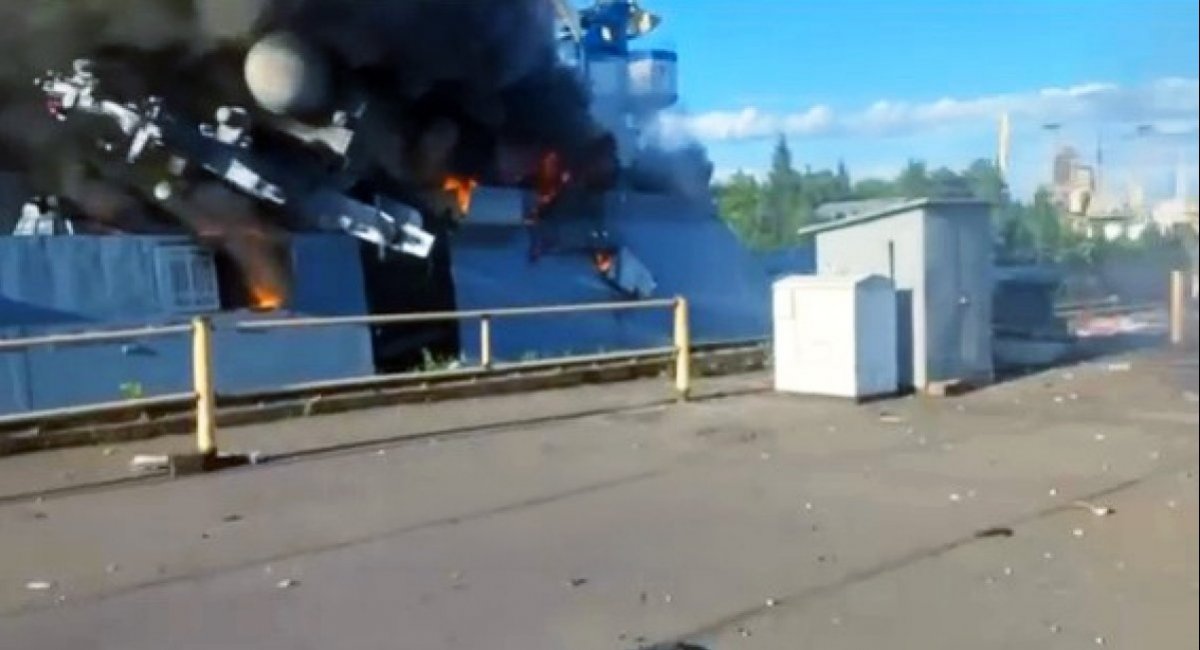 The Boykiy Project 20380 corvette after Ukraine’s UAV strike / screenshot from video