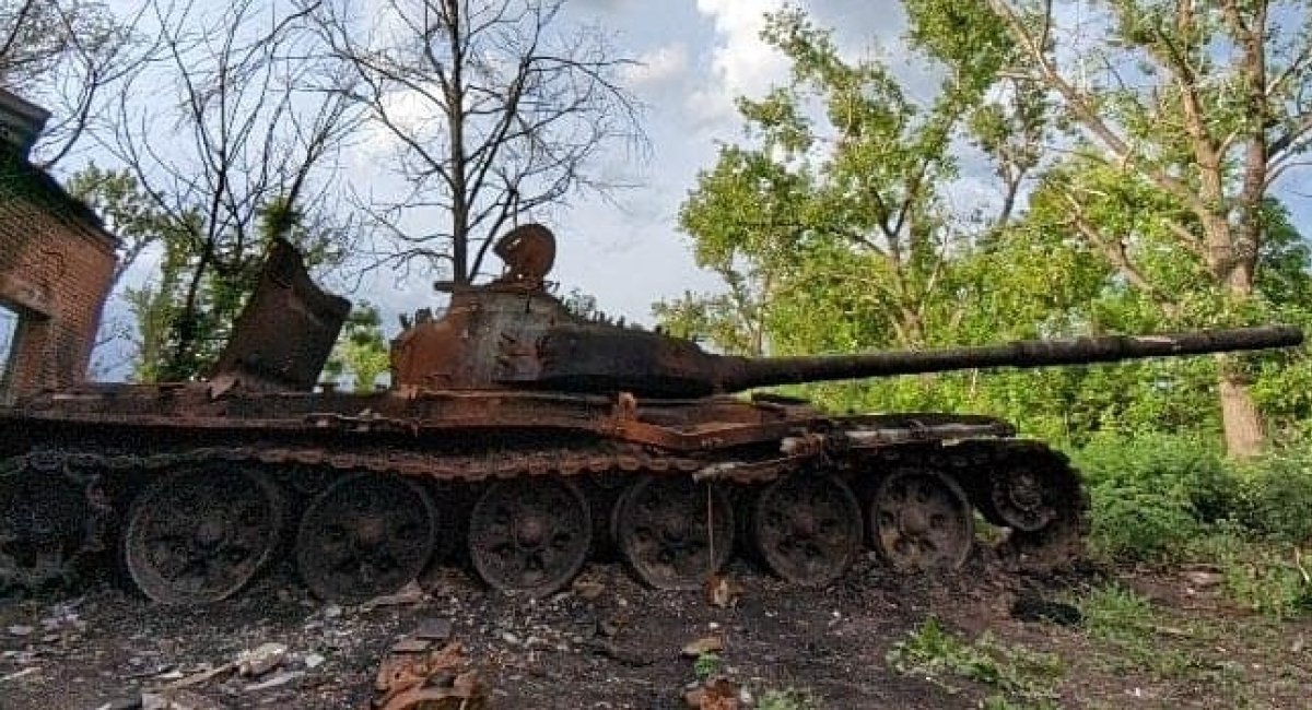 Russian tank T-72, that was destroyed by Ukrainian troops