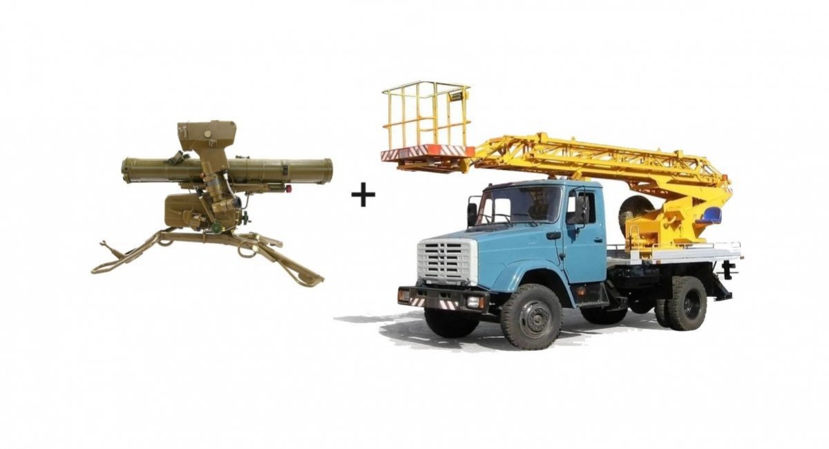 Konkurs ATGM and a boom lift / Illustrative render by Defense Express