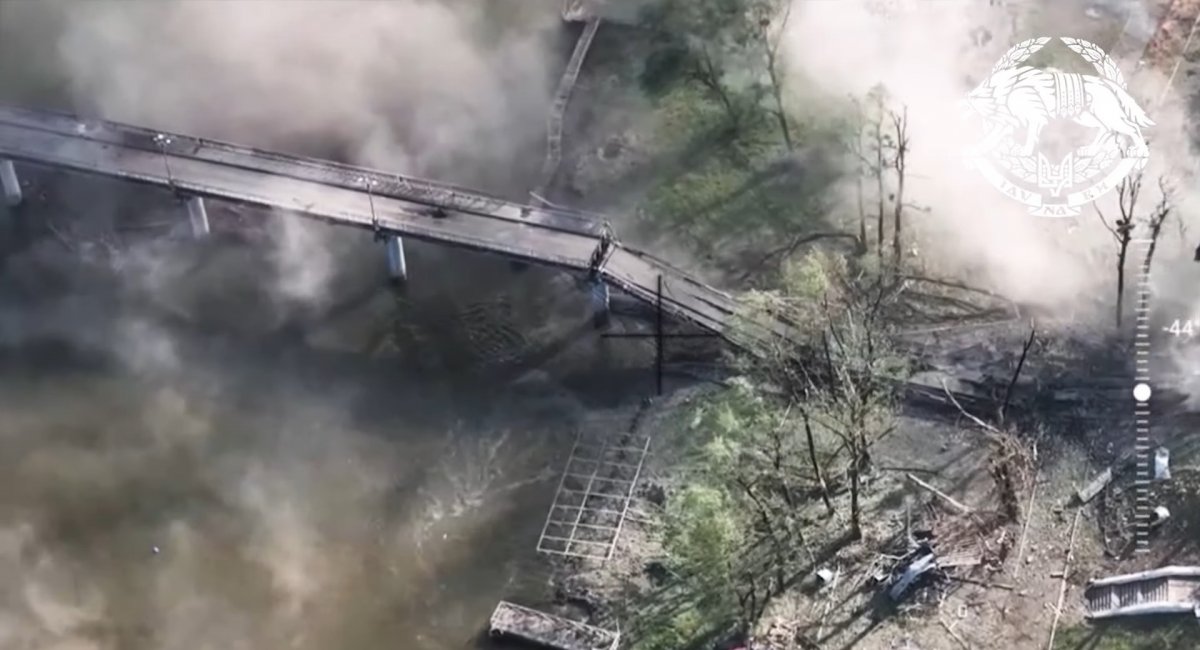 The bridge destroyed by the Ukrainian SOF in the Donetsk region / Screenshot credit: Special Operations Forces Command of the Armed Forces of Ukraine