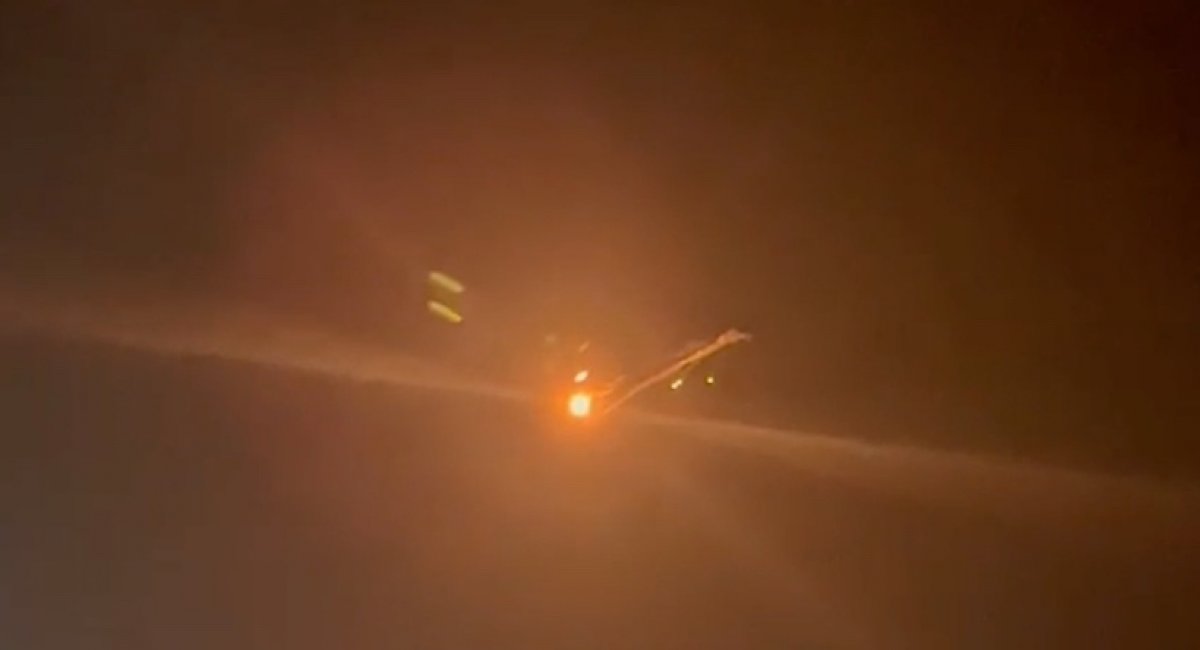 The A-50U aircraft on fire / screenshot from video 
