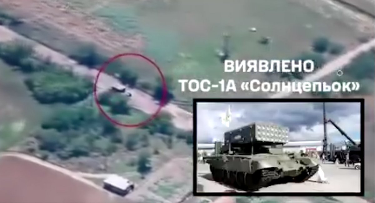 russian TOS-1 Solntsepyok heavy flamethrower system / screenshot from video 