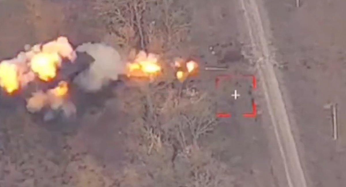 Precision drone guidance led to a devastating artillery strike on enemy rocket system / screenshot from video 