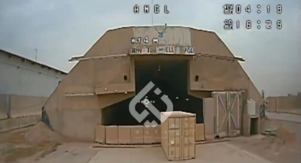FPV drone searches hangars for targets at a U.S. air base / Video screenshot