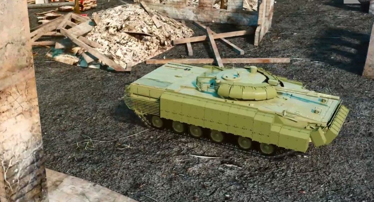 Mock-up image of a russian BMP-3 with reactive armor from "Kalashnikov" / Open source image