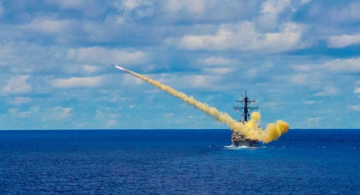 U.S. Navy ship launches a Harpoon surface-to-surface missile during exercises in the Philippine Sea, May 26, 2019. / Photo credit: Toni Burton, U.S. Navy via Reuters