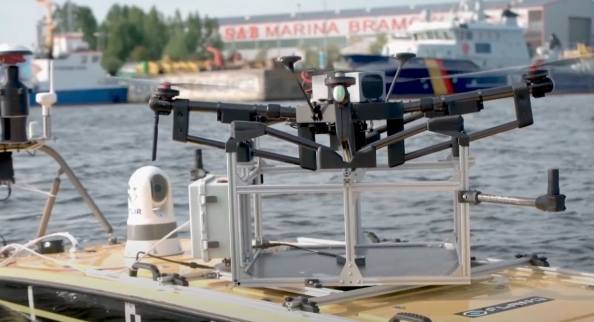 Launching a UAV from a naval drone / Photo credit: screenshot from CiS video