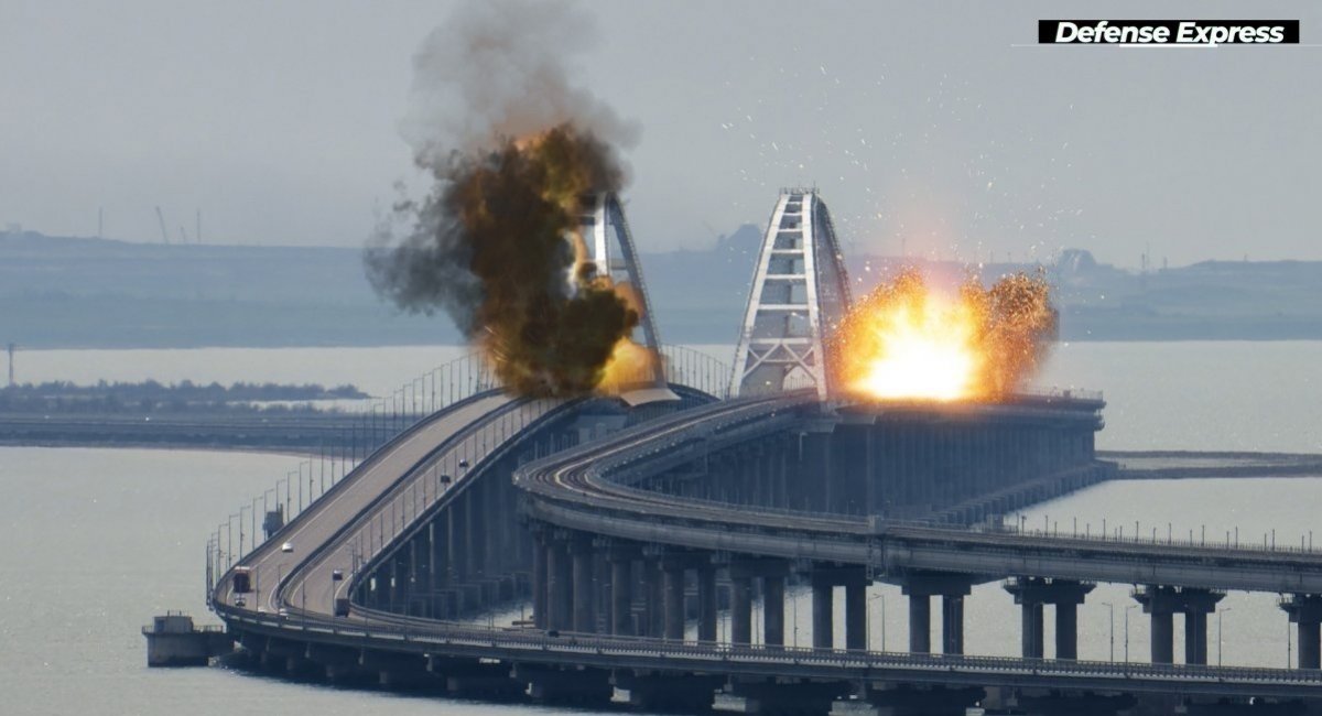 Crimean Bridge on fire / Illustrative render by Defense Express
