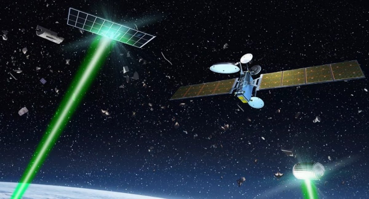 Illustrative image of lasers targeting satellites and space debris / Photo credit: Electro Optic Systems