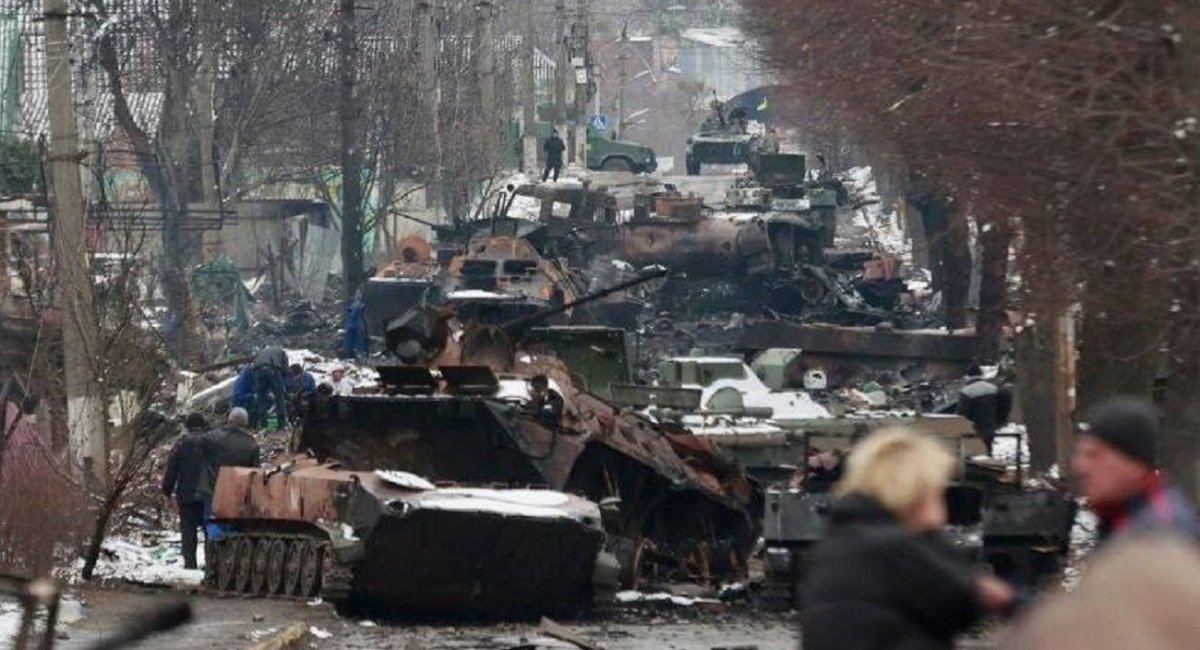 Bucha's streets are littered with destroyed Russian armoured vehicles, Defense Express