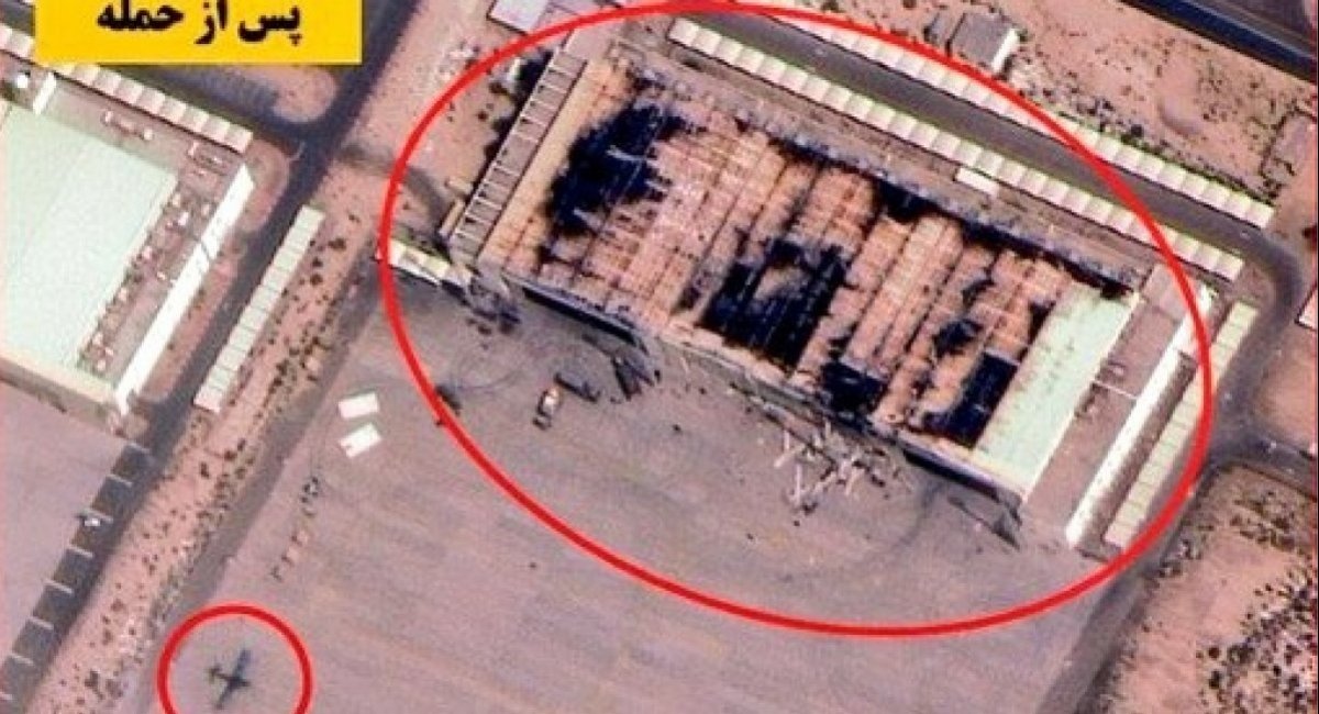 Destroyed hangars where GlobalEye SAAB GlobalEye multi-role AEW&C aircraft could be located / Photo: Iranian state media