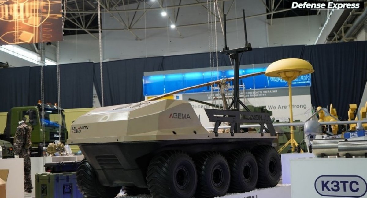 AGEMA 8x8 Unmanned Ground Vehicle (UGV) seen displayed at Arms & Security 2021 Expo