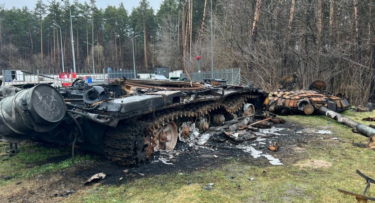Russian tank T-72 that was destroyed in Ukraine
